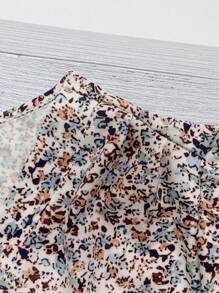 قميص كاجوال بياقة على شكل حرف "V" وأكمام قصيرة، مناسب للصيف، مقاس كبير الحجم - متعدد الألوان - مشاهدة 3