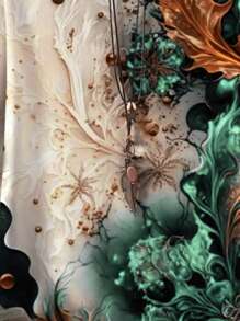 大码花卉印花 T 恤，春夏季休闲短袖上衣，女士大码服装图案 T 恤女式上衣 - 彩色 - 查看 4