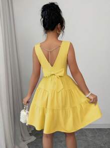 Elenzga Damen einfarbiges Kleid mit Spaghettiträgern, modisch für den Sommer