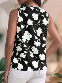 Glamance Vecteezy 花卉印花女式衬衫，夏季音乐节海滩度假 - 黑與白 - 查看 2