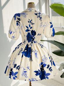 SHEIN Unity 大码花卉印花优雅短袖连衣裙，夏季 - 彩色 - 查看 5