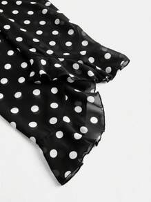 Maija 2025 Herbst/Winter Neue Vintage Polka Dot Muster Design Vordere Bindung Taille Rüschen Kragen Asymmetrischer Saum Weite Ärmel Damen Bluse, Modisch Lässig Chic Urban Elegant Romantisch Business Lässig Täglich Büro Party Strand Musik Festival Hochzeitsgast Brunch Y2K Retro Straßenmode Rückkehr zur Schule Herbst/Winter Damen Geburtstag Halloween