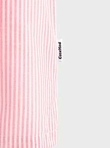 EASEVO Camisa de manga corta holgada y casual de talla grande para hombre, a rayas, en color rosa y blanco