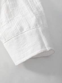 SHEIN Explorewe Fashionable Teen Girls' Solid White Open Front Shirt, Versatile Casual Wear, Protection, Spring/Summer/Autumn - White - View 4