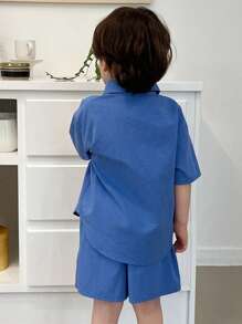 DAZY 2 Stücke Kleinkind Jungen lässiges, weites Kurzarmshirt mit Buchstabenaufdruck und kurze Hose Set, Sommer