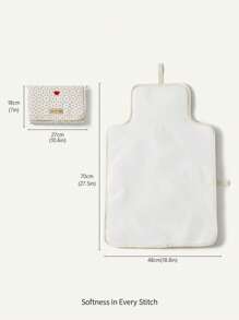 Cozy Pixies Heart Design Polka Dot Portable Diaper Changing Pad, Suitable For Use With Diaper Bags - Beige - View 4