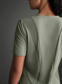 Powerista 简约纯色圆领短袖休闲运动T恤和背心健身女士衬衫 - 淺灰色 - 查看 14