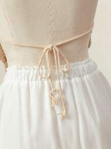 SHEIN MOD 1pc Women Neck Hanging Crochet Solid Color Casual Vacation Sleeveless Cover Up Top,Vacation Outfits Women For Summer