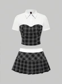 ROMWE Goth Women Two Pieces Outfits For Daily Wear - Multicolor - View 8