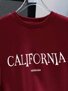 SHEIN Leap Crew 2 Pieces Teen Boys Summer Letter Printed Crew Neck Short Sleeve Casual T Shirt And Drawstring Waist Shorts Set, Perfect For Spring And Summer, Perfect For , Perfect For Dressing Up, Perfect For School, Valentine's Day - Burgundy - View 5