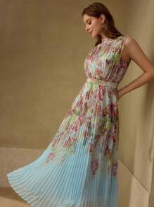 MOTF PREMIUM 花卉印花褶饰连衣裙