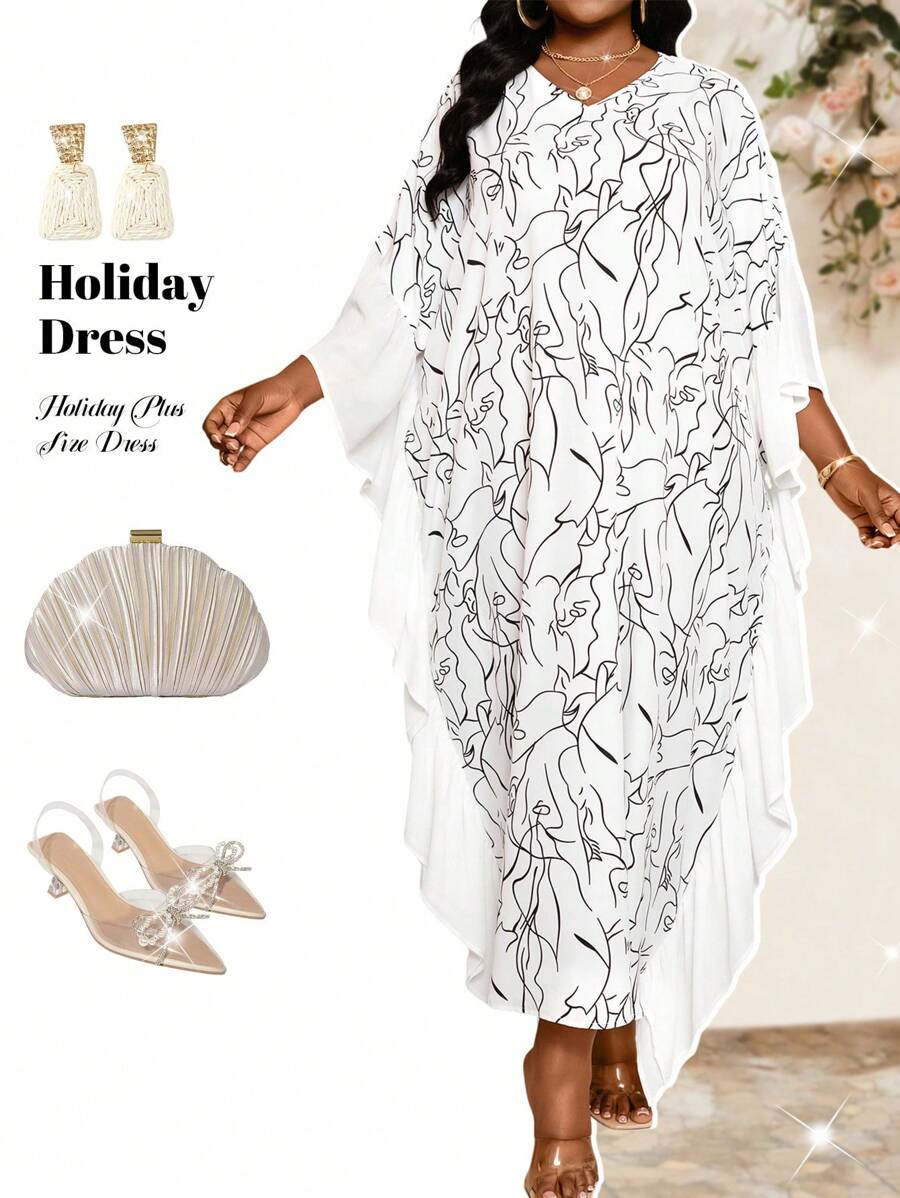 SHEIN Lady Holiday Dresses Plus Size White Short Sleeve Women's Robe ...