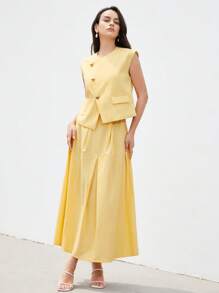 Aveloria Modichic Women Two Pieces Outfits For Daily Wear - Yellow - View 5