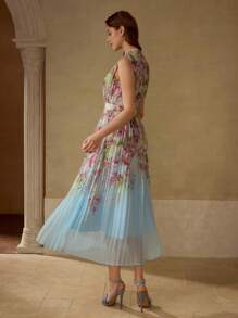 MOTF PREMIUM 花卉印花褶饰连衣裙