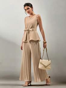 SHEIN Clasi Women Two Pieces Outfits For Daily Wear - Apricot - View 1