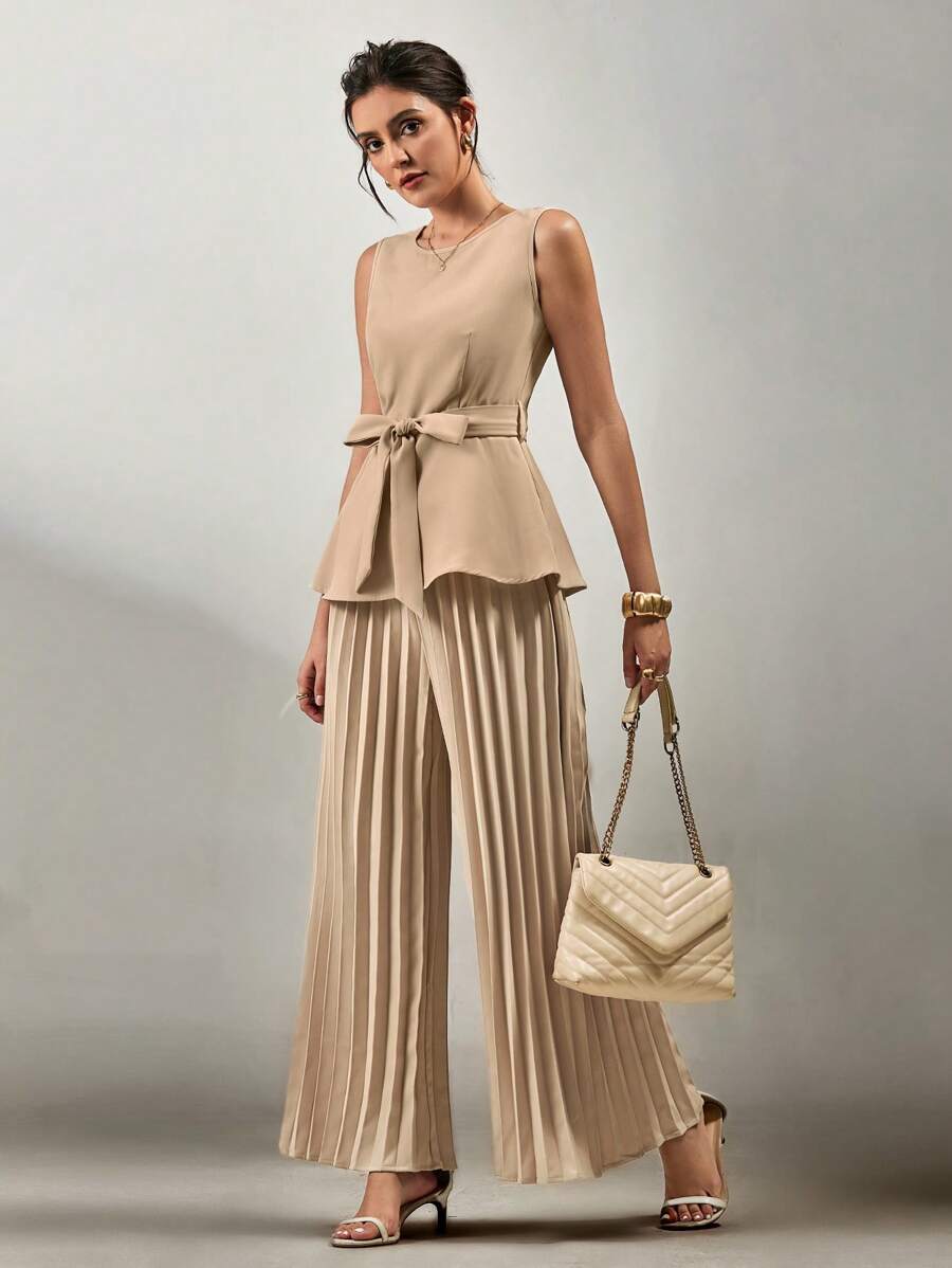 SHEIN Clasi Women Two Pieces Outfits For Daily Wear - Apricot - View 1