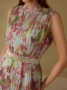 MOTF PREMIUM 花卉印花褶饰连衣裙