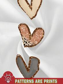 SHEIN LUNE Vestido casual de mujer con estampado de corazón de lentejuelas sencillo, de primavera/otoño