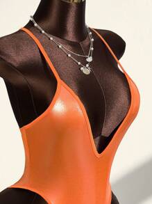 Amplova Tuta da donna in stile vacanza con rivestimento metallico