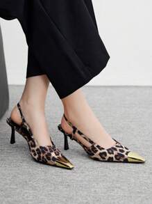 CUCCOO BIZCHIC Decolleté alla moda da donna con stampa leopardata e tacco alto
