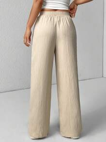 SHEIN PETITE 女款三件套纹理阔腿裤 黑色+白色+绿色 - 藏蓝色 - 查看 11