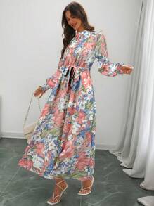 EMERY ROSE Women Long Sleeve Long Dress, Fashionable Suitable For Summer - Multicolor - View 4