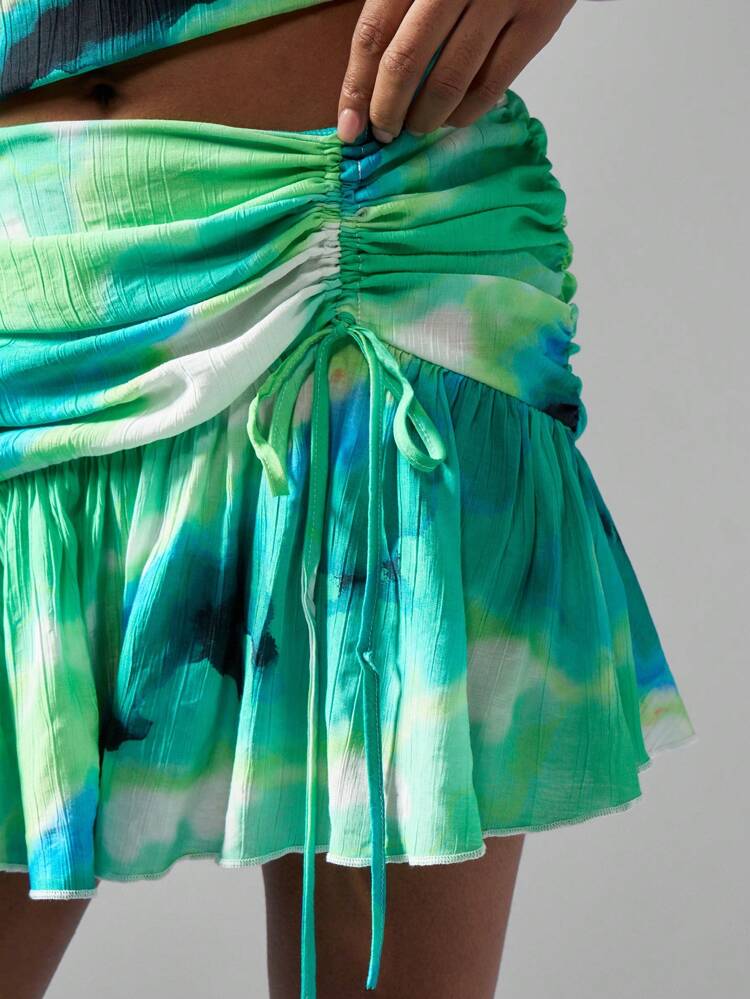 MISSGUIDED Scarf Print Assymettric Mini Skirt Christmas