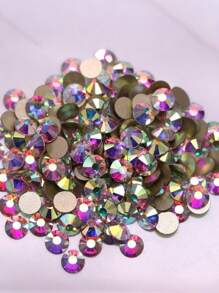 1440 piezas de cristales de imitación de vidrio redondos y planos con parte inferior dorada para accesorios y ropa DIY - Multicolor - Ver 7