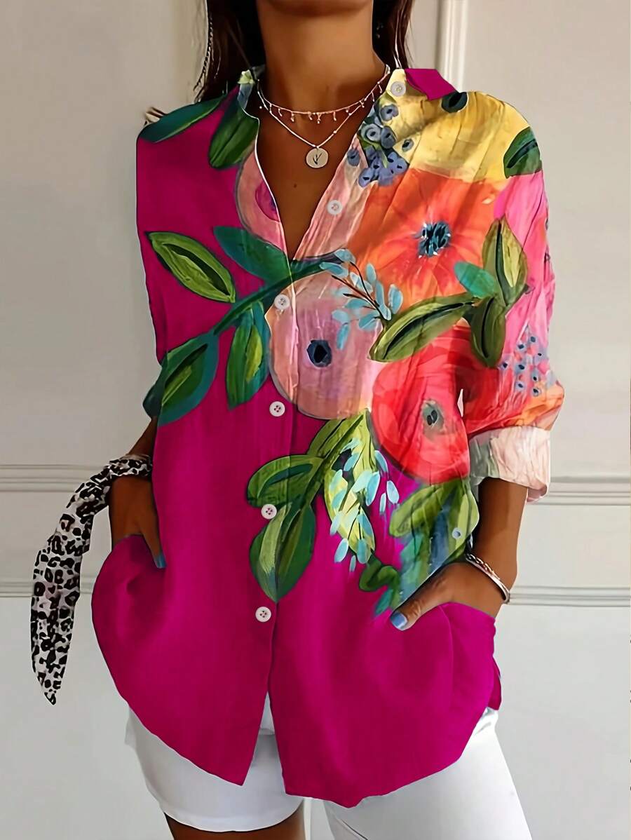 INAWLY Printed Element Button Design Women Shirt Fall Cloth For Women - Multicolor - View 1