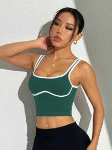 SHEIN Dewbera Women Striped Camisole, Fashionable Suitable For Summer Sports Tank Top - Dark Green - View 6