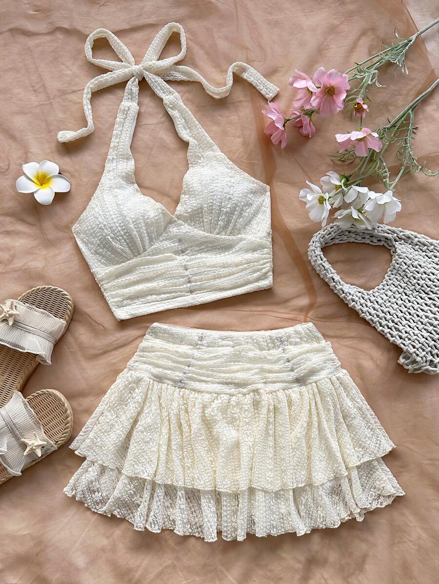 Soleia Women Two Pieces Outfits For Daily Wear Island Vacation Outfits - White - View 1