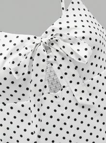 Maija Váy nghỉ lễ hội âm nhạc Boho mùa xuân và mùa hè mới 2025, dây đeo mảnh có thể điều chỉnh họa tiết chấm bi cổ điển, thiết kế buộc phía trước, viền chữ A, thanh lịch cho khách dự tiệc cưới, ăn trưa, sân bay, tiệc tùng và mặc hàng ngày, không tay cho phụ nữ - trắng - Xem 6