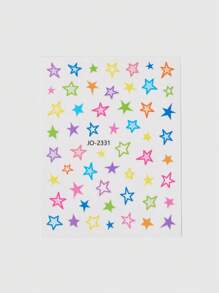 ROMWE Kawaii 多件装甜蜜糖果色星妆闪光脸贴、幸运音乐 Notecharm 发夹、脸贴和发饰 - 彩色 - 查看 2