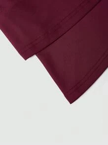 Flirla Plus Size Sexy Solid Color Backless Halter Neck Dress For Summer - Burgundy - View 4