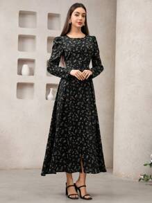 Graceveil Women's Arabian Style Printed Long Dress, Fashionable For Summer - Black - View 4