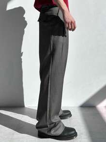 DAZY Men's Solid Dark Gray Commuter Suit Pants, Spring - Dark Grey - View 5