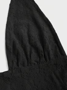 Sweetra 女士欧美优雅蕾丝露背吊带背心，性感简约日常背心 - 黑色 - 查看 3