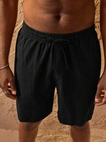 SHEIN Forever 21 亚麻百慕大短裤和亚麻纯色宽松及膝高腰基本款短裤，带侧袋，时尚款式