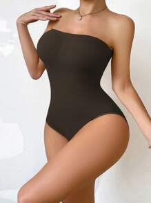 Seamless Bodysuit, Fashion Solid Color Suit For Summer - Brown - View 5