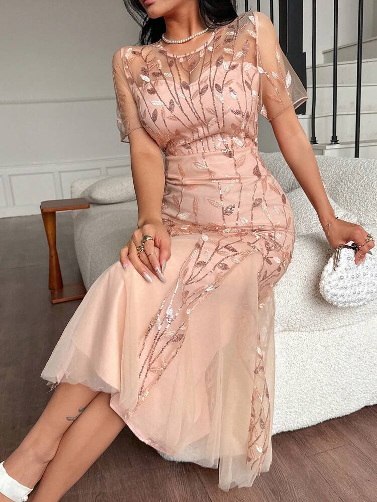 Lace Patchwork Fishtail Dress For Women Wedding Women Dresses Luxury Prom Dress Sequin New Years Women Outfit Carnival Sparkly Dress
