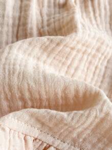 Loomiva 2pcs Baby Girls Solid Color Camisole Top And Elastic Waist Shorts Set - Beige - View 6