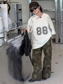 Dazy Kids Tween Girls' Camo Print Drawstring Casual Long Pants, Suitable For Summer - Army Green - View 4