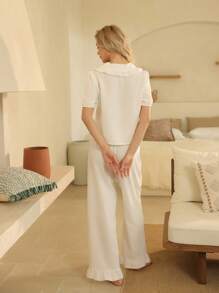 Women's Sexy Bow Romantic Pajama Set - White - View 2