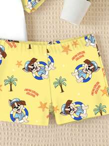 SHEIN Baby Jungen süßer Hund Muster lässiges schlankes Rundhals Kurzarm Top und Shorts Badeanzug Set, geeignet für den Sommer - Verschiedenfarbig - Übersicht 6