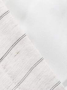 DAZY Women's Casual Loose Straight Leg Striped Patchwork Pants Linen Fall - White - View 7