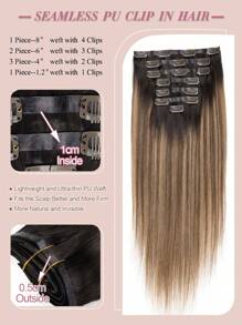 Seamless Clip Ins 无痕夹式真人发接发 14-24 英寸 7 片装 深棕色至脏金色 真人发 PU 皮纹发片 夹式接发 - S2/4/22 - 查看 3