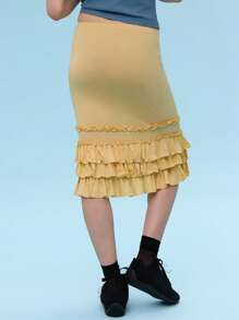 COUREZ Gonna midi a balze trasparente, outfit estivi da donna per primavera ed estate, stile Y2K/vintage casual