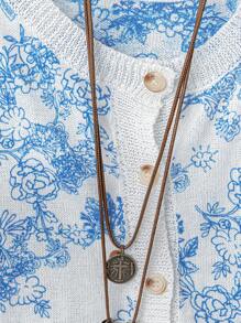 EMERY ROSE New Design Retro Artistic Tie Dye Print Crew Neck Lightweight Sweater For Women, Spring/Summer - White - View 8