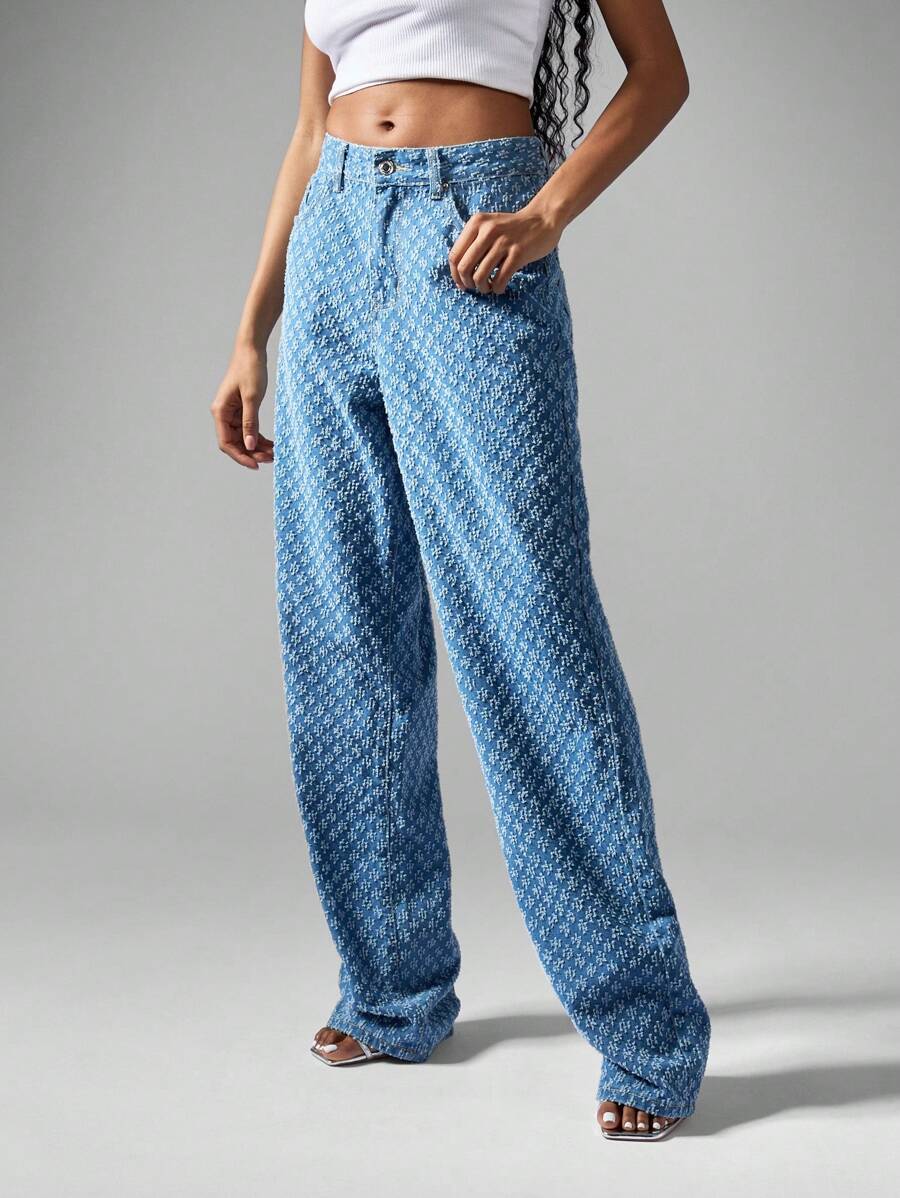 MISSGUIDED Quần Jeans Ống Thẳng Cạp Cao Cổ Điển - Màu xanh lam - Xem 1