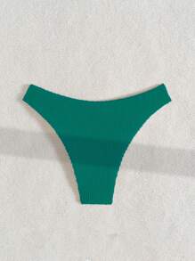 Swim Basics Women's Solid Color Hipster Bikini Bottoms For Summer Beach Vacation - Dark Green - View 2